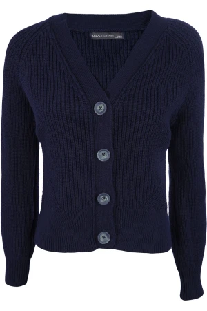 M&S Granatowy Dzianinowy Sweter Kardigan