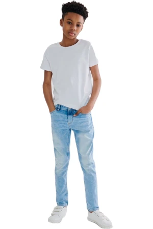 Chłopięce Przecierane Jasne Jeansy Skinny