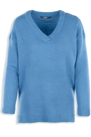 Nutmeg Kobiecy Niebieski Sweter V-Neck