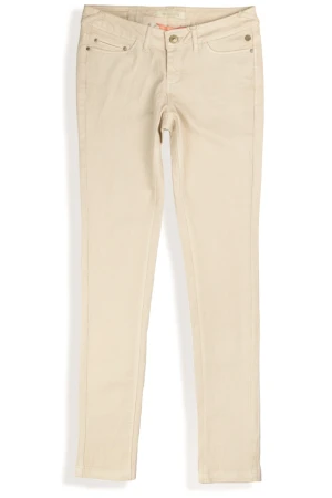 Bershka Damskie Beżowe Jeansy Super Skinny