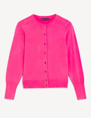 Karamazynowy Sweter Kardigan Eco Wiskoza /B/
