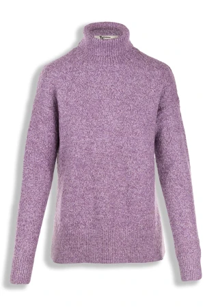 TU Fioletowy Melanżowy Sweter Golf w Jodełkę