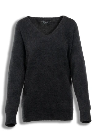 Yours Czarny Miękki Sweter V-Neck, Plus Size