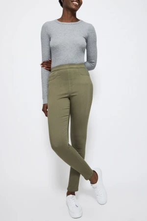 Erin Oliwkowe Spodnie Jegginsy Skinny, Short