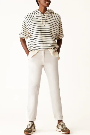 Bawełniane Lekkie Kremowe Spodnie Chino Slim Fit, Long