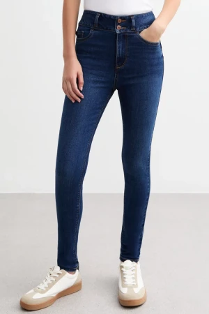 Modelujące Ciemne Jeansy Yazmin Skinny, Regular