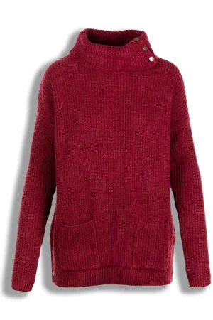 Ciepły Burgundowy Golf 10% Wełna