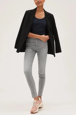 Modelujące Jasne Szare Jeansy Ivy Skinny, Regular