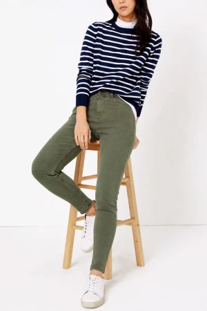 Modelujące Oliwkowe Jeansy Ivy Skinny, Long