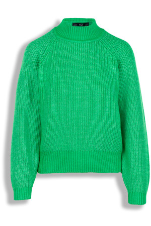 Zielony Dzianinowy Sweter Półgolf
