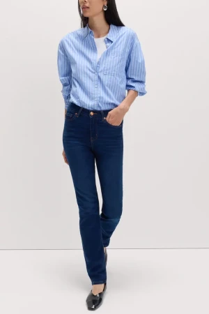 Proste Ciemne Jeansy Sienna Straight, Long