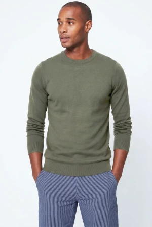 Męski Bawełniany Khaki Sweter Pure Cotton