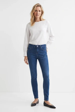 Ciemne Jeansy Skinny Wysoki Stan, Long