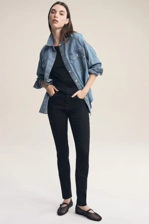 Czarne Jeansy Skinny Wysoki Stan, Short