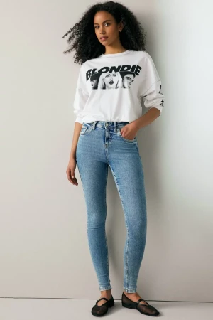 Jasne Jeansy Melanżowe Skinny Short