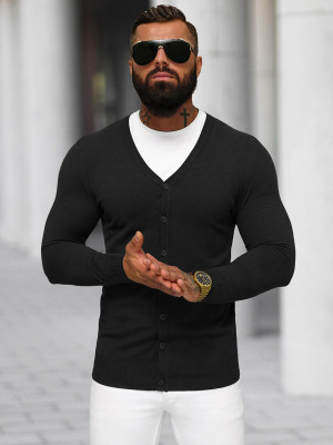 Sweter męski rozpinany czarny OZONEE NB/MM6006/4Z