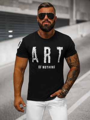 T-shirt męski z nadrukiem czarny OZONEE O/8T1263/3