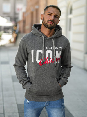 Bluza z kapturem męska grafitowa OZONEE JS/8B1736/5