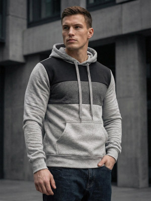 Bluza z kapturem męska szara OZONEE JS/8B1312/2Z