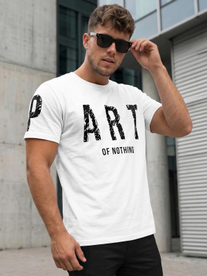 T-shirt męski z nadrukiem biały OZONEE O/8T1263/1