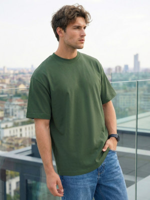 T-shirt męski loose fit khaki OZONEE JS/67T1298/29Z