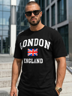 T-shirt męski loose fit czarny OZONEE JS/8B1373/3