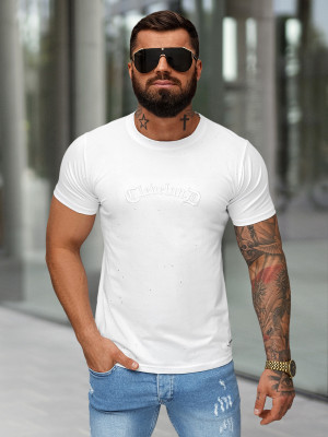 T-shirt męski slim fit biały OZONEE O/QQ1386