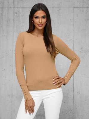 Sweter damski jasno-camelowy OZONEE JS/8004/2