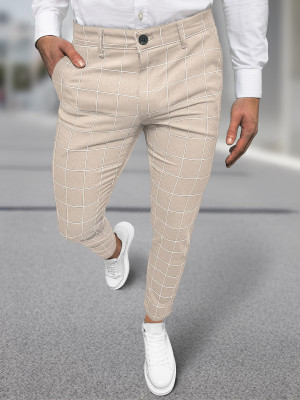 Spodnie męskie chino materiałowe beżowe OZONEE DJ/5505