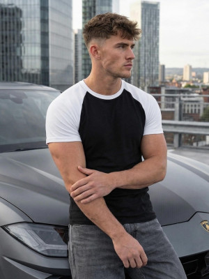 T-shirt męski czarno/biały OZONEE JS/8T1566/7