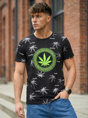 T-shirt męski z nadrukiem czarny OZONEE O/T139/3Z