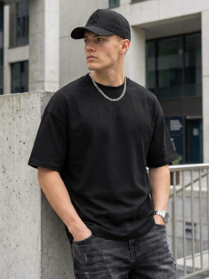 T-shirt męski oversize czarny OZONEE JS/65T3975/3