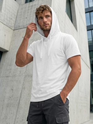 T-shirt męski z kapturem biały OZONEE JS/8T89/1Z