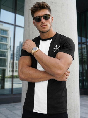 T-shirt męski czarny OZONEE O/L1184