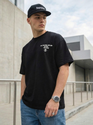 T-shirt męski oversize czarny OZONEE JS/65T3976/3