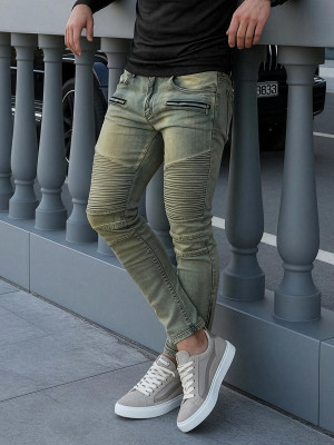 Spodnie jeansowe męskie slim fit niebieskie OZONEE O/EM8951Z