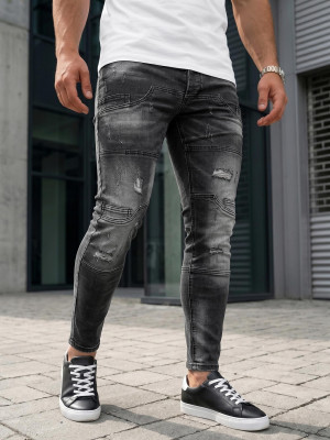 Spodnie jeansowe męskie slim fit czarne OZONEE NB/MP0155N