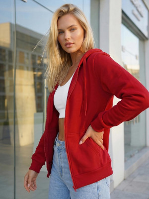 Bluza damska rozpinana z kapturem ciemno-czerwona OZONEE JS/W03Z