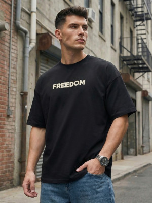 T-shirt męski oversize czarny OZONEE JS/65T3987/3