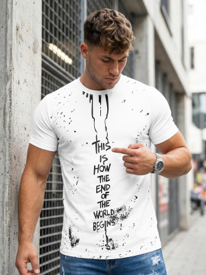 T-shirt męski biały OZONEE O/8T1259/1