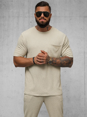T-shirt męski beżowy OZONEE O/Y960T