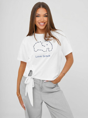 T-shirt damski z nadrukiem biały OZONEE JS/RJ77247