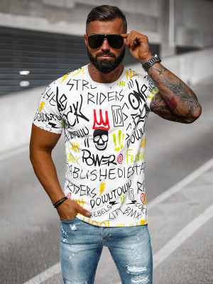 T-shirt męski biały OZONEE JS/8T1212/1