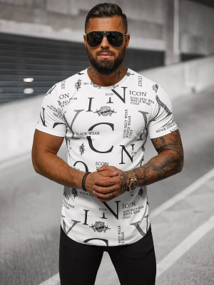 T-shirt męski z nadrukiem biały OZONEE O/T6482