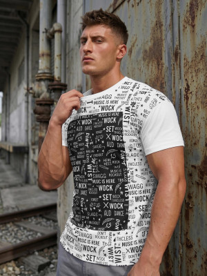 T-shirt męski z nadrukiem biały OZONEE O/T122/1Z