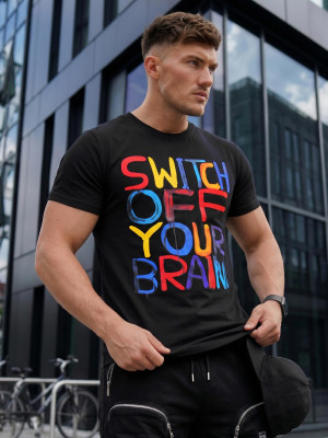 T-shirt męski czarny OZONEE O/T125/3Z