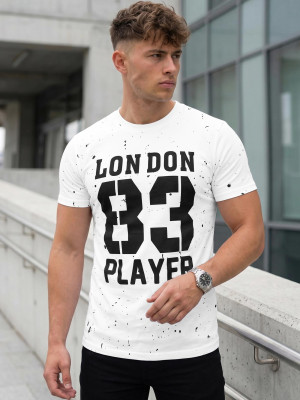 T-shirt męski slim fit biały OZONEE JS/8B1388/1