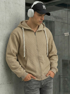Bluza z kapturem męska beżowa OZONEE O/G3066
