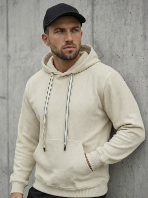 Bluza z kapturem męska ecru OZONEE O/G3065