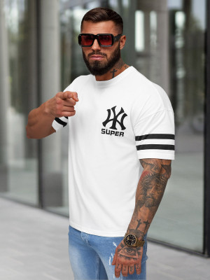 T-shirt męski loose fit biały OZONEE JS/8B1372/1